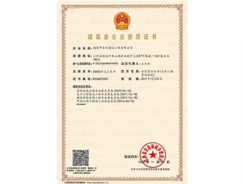 企业资质证书(江西省)